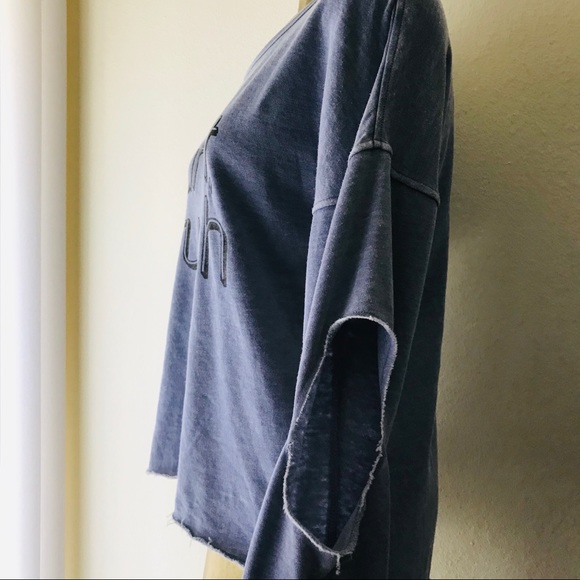 NWT Material Girl BUT FIRST BRUNCH Cut-Out Blue SWEATSHIRT M - Picture 8 of 11